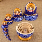 Матрёшка «Гжель», синий платок, 10 кукольная, 14 см - Фото 4