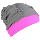 Шапочка для плавания взрослая ONLYTOP, тканевая, обхват 54-60 см, цвет серый/розовый - Фото 3