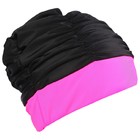 Шапочка для плавания взрослая ONLYTOP, тканевая, обхват 54-60 см, цвет чёрный/розовый - фото 9912817