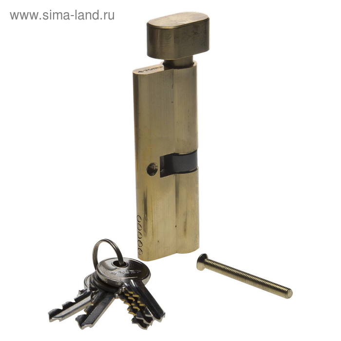 Механизм цилиндровый "ЗУБР" МАСТЕР 5-PIN, 90 мм, тип "ключ-защелка", цвет латунь - Фото 1