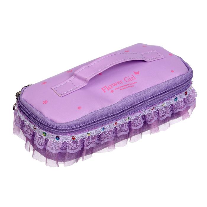 Пенал школьный «Сундучок» на молнии, сиреневый - Фото 1