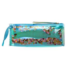 Пенал школьный, на молнии силиконовый, с пайетками 