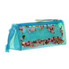 Пенал школьный, на молнии силиконовый, с пайетками «Шейкер», зеленый - фото 61857687