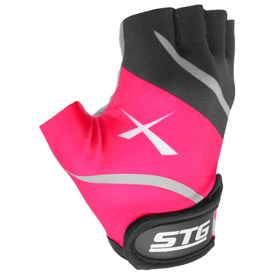 Перчатки велосипедные STG, размер M, цвет чёрный/розовый