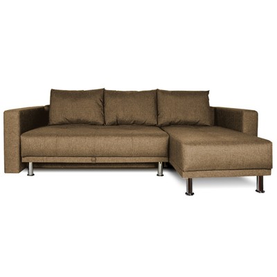 Диван угловой NEXT, с подлокотниками, еврокнижка, рогожка, цвет dark gold