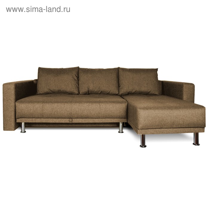 Диван угловой NEXT, с подлокотниками, еврокнижка, рогожка, цвет dark gold - Фото 1