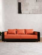 Диван прямой «ЛИДЕР», механизм еврокнижка, рогожка/экокожа, цвет сoral/sunny dark brown - Фото 4