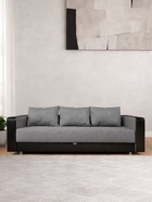 Диван прямой «ЛИДЕР», механизм еврокнижка, рогожка/экокожа, цвет ash/sunny black - Фото 4