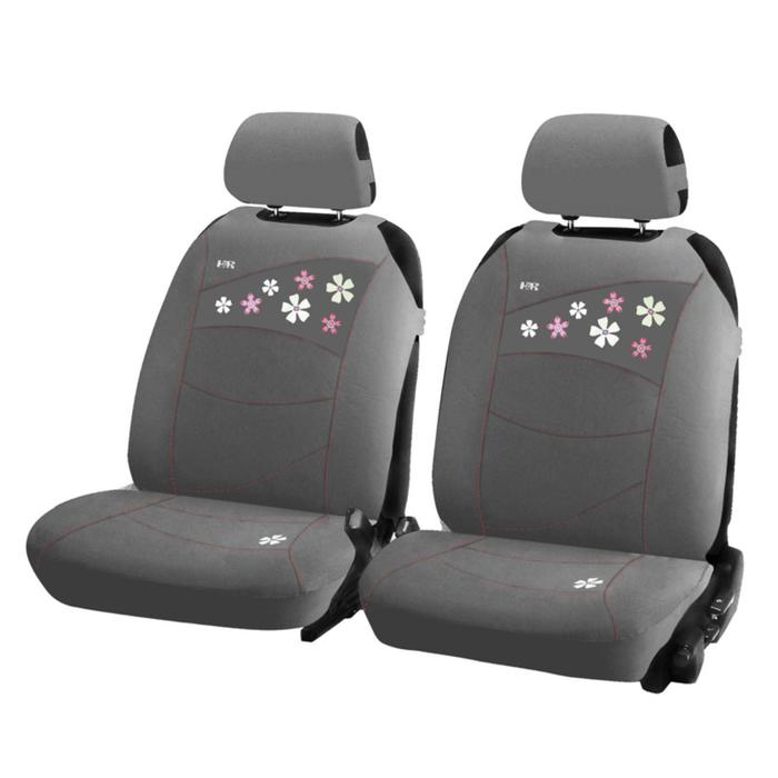 Накидки, на переднее сиденье, FLOWERS FRONT, серый, трикотаж - фото 1905456707