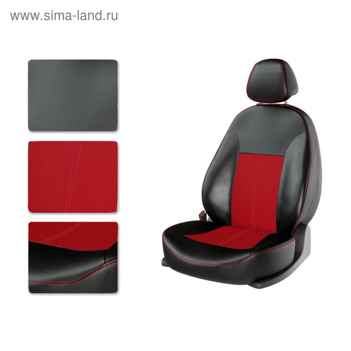 Авточехлы CHEVROLET Lanos, черно-красный - Фото 1