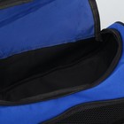 Сумка спортивная на молнии, наружный карман, длинный ремень, цвет синий/чёрный - Фото 5