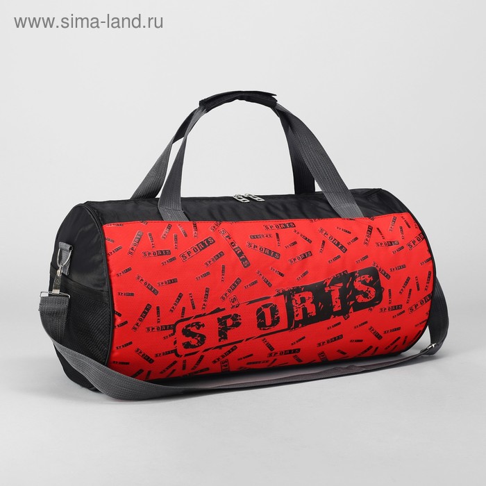 Сумка спортивная, отдел на молнии, наружный карман, длинный ремень, цвет чёрный/красный - Фото 1