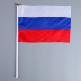 Флаг России, 20 х 30 см, шток 40 см, полиэфирный шёлк (комплект 12 шт)