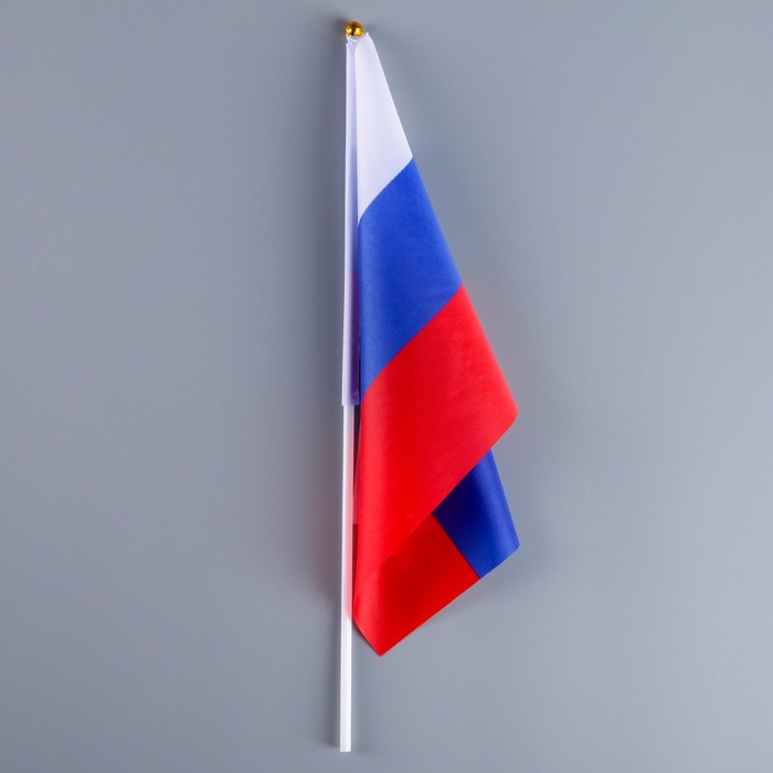 Флаг России, 20 х 30 см, шток 40 см, полиэфирный шёлк - фото 1884831012