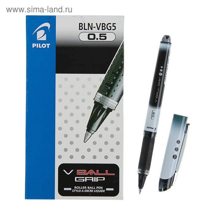 Ручка-роллер PILOT V-Ball Grip, узел 0.5мм, чернила чёрные, линия 0.3мм, резиновый упор - Фото 1