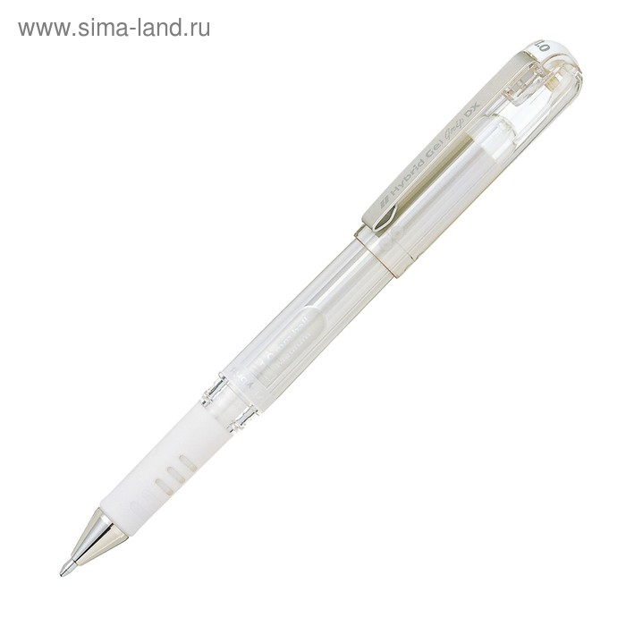 Ручка гелевая Pentel Hybrid Gel Grip DX, металлический наконечник, узел 1.0мм, чернила белые - Фото 1