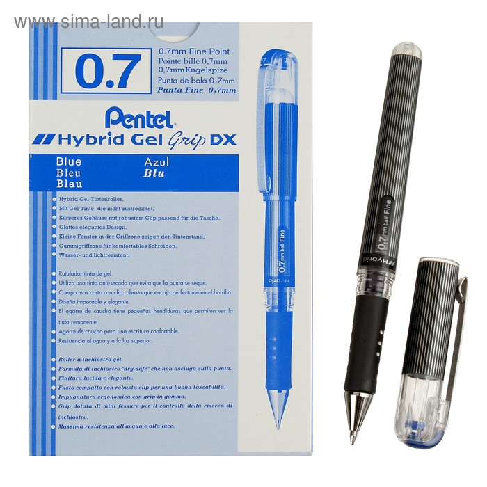 Ручка гелевая Pentel Hybrid Gel Grip DX, металлический наконечник, узел 1.0мм, чернила синие - Фото 1