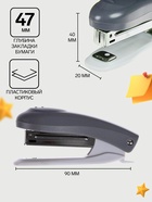 Степлер канцелярский № 10, BRAUBERG Einkommen, до 12 листов, встроенный антистеплер, пластиковый корпус, серый - Фото 2