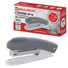 Степлер канцелярский № 10, BRAUBERG Einkommen, до 12 листов, встроенный антистеплер, пластиковый корпус, серый - Фото 11