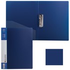 Папка c зажимом BRAUBERG, стандарт 0,7 мм, внутренний карман, синий - Фото 1