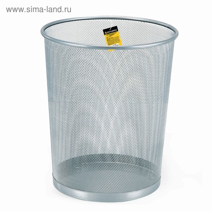 Корзина для бумаг 20 литров BRAUBERG Germanium, металлическая, серебристая - Фото 1