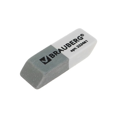 Ластик BRAUBERG Partner, серо-белый, в картонном дисплее, 41×14×8 мм