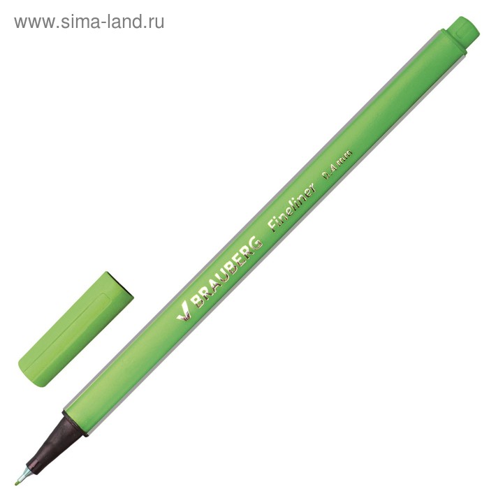 Ручка капиллярная BRAUBERG Aero 0,4 мм, трёхгранная, чернила светло-зелёные - Фото 1
