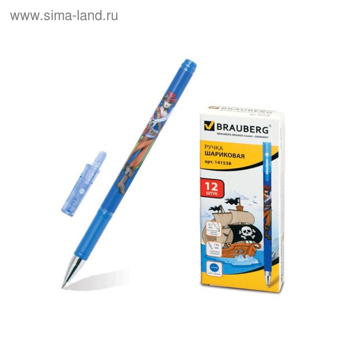 Ручка шариковая BRAUBERG «Корсары», узел 0.7 мм, корпус с печатью, чернила синие - Фото 1