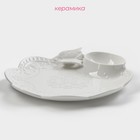 Блюдо керамическое Доляна «Бабочка», d=25 см, цвет белый - Фото 2