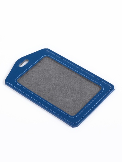 Бейдж - карман вертикальный, 70×100 мм, ПВХ, синий