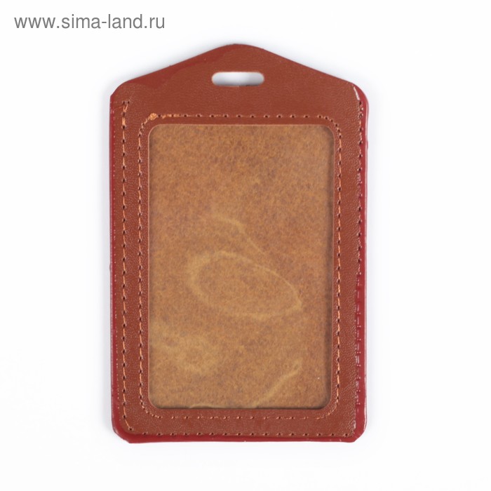 Бейдж-карман вертикальный, 70 х 100 мм, (внутренний размер: 83 мм х 51 мм), ПВХ, коричневый - Фото 1