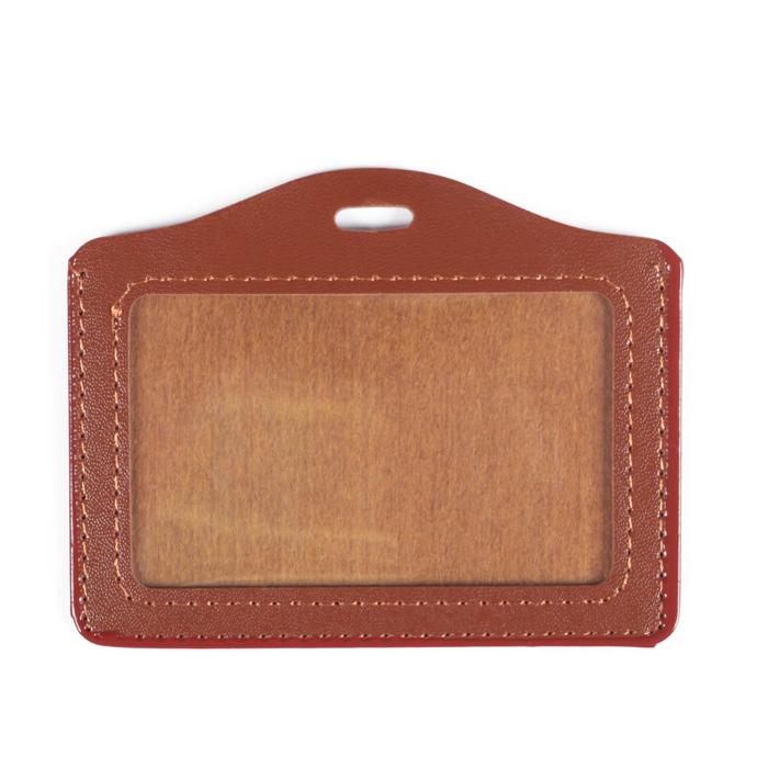 Бейдж-карман горизонтальный, (100 х 70 мм), ПВХ, коричневый - Фото 1
