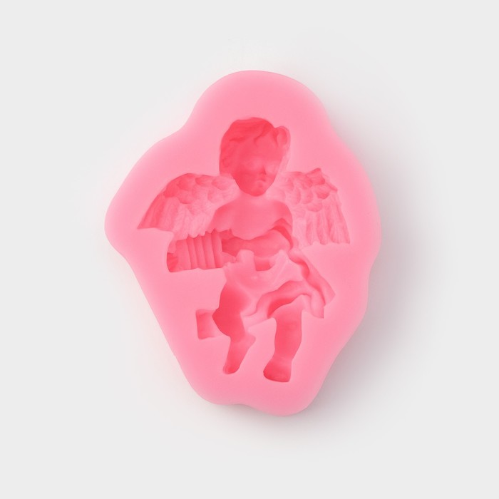 Молд Доляна «Ангел с гармошкой», силикон, 9×7,4×2 см, цвет МИКС