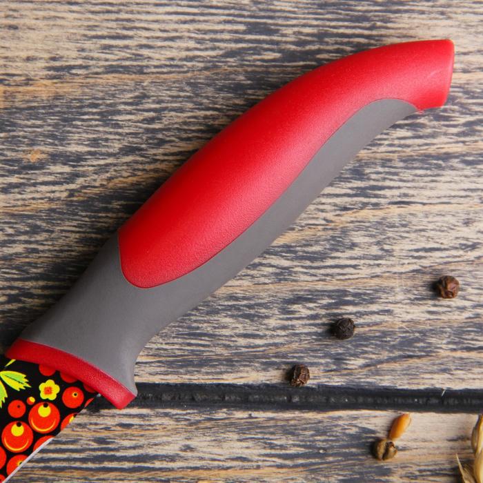 Нож кухонный с антиналипающим покрытием Доляна «Русский узор», лезвие 12 см - фото 1899583442