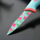 Нож кухонный с антиналипающим покрытием Доляна «Цветочки», лезвие 8 см - Фото 2