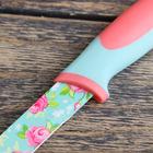 Нож кухонный с антиналипающим покрытием Доляна «Цветочки», лезвие 12 см - Фото 2