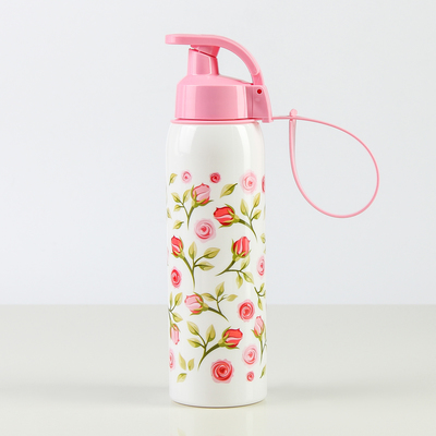 Бутылка для воды пластиковая «Роза», 500 мл, цвет белый