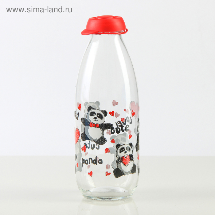 Бутылка для молока 1 л "Панда", цвет МИКС - Фото 1