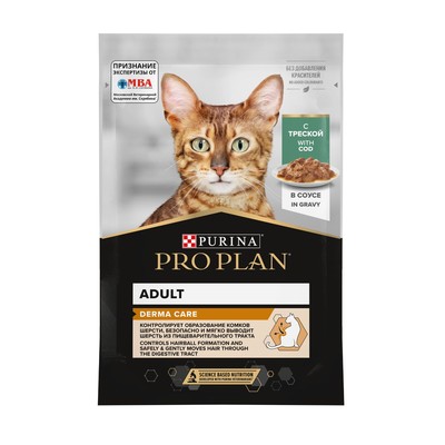Влажный корм Pro Plan для кошек с чувствительным пищеварением, треска в соусе, пауч, 85 г