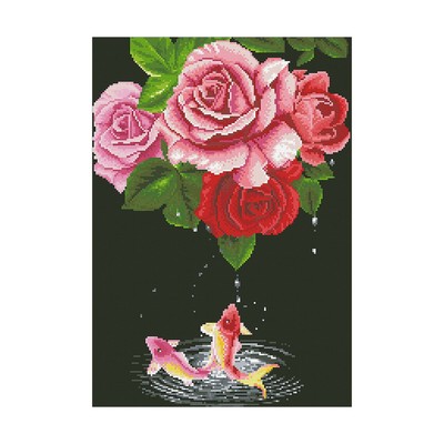 Набор алмазной мозаики «Карпы и розы»