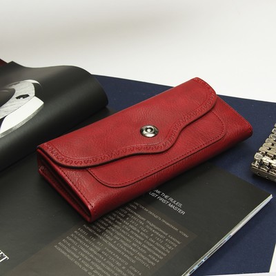 Кошелёк женский, 6 отделов, отдел для кредиток и монет, цвет бордовый