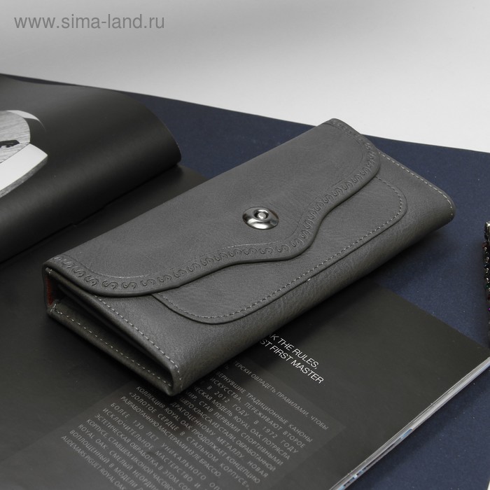 Кошелёк женский, 6 отделов, отдел для кредиток и монет, цвет серый - Фото 1