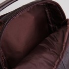 Сумка мужская, 2 отдела на молниях, 2 наружных кармана, длинный ремень, цвет коричневый - Фото 5