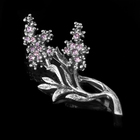 Брошь бижар "Мимоза", цвет розовый в чернёном серебре - Фото 1