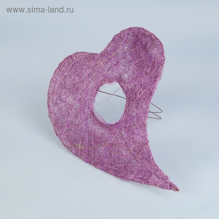 Каркас для букета "Сердце" 33 см, сизаль, фиолетовый - Фото 1