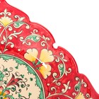 Фруктовница Риштанская Керамика "Цветы", 33 см, квадратная, красная - Фото 4