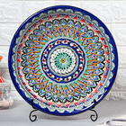 Ляган узбекский Риштанская Керамика «Узоры», d=33 см, глубокий, синий - Фото 2