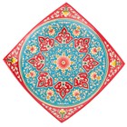 Ляган Риштанская Керамика "Цветы", 33 см, квадратный, красный - Фото 2