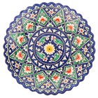 Тарелка Риштанская Керамика "Цветы", синяя, рельефная, 25 см - Фото 2