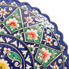 Тарелка Риштанская Керамика "Цветы", синяя, рельефная, 25 см - Фото 3